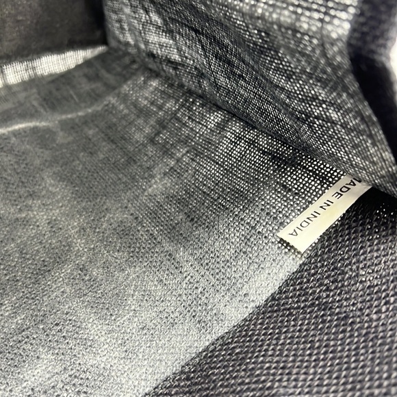 Large Burlap Black Tote Handle Bag 13” x 12” x 6.5” - Picture 8 of 8